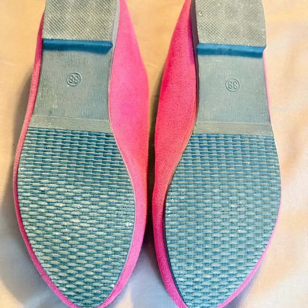 Women's Hot Pink Suede Slip-On Ballet Flats
